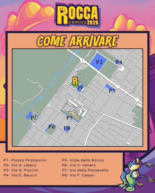 Mappa parcheggi nelle vicinanze di Rocca Comics